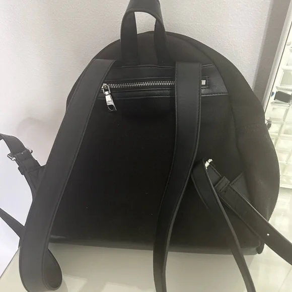 Love Moschino Black Canvas Logo Embroidered Backpack